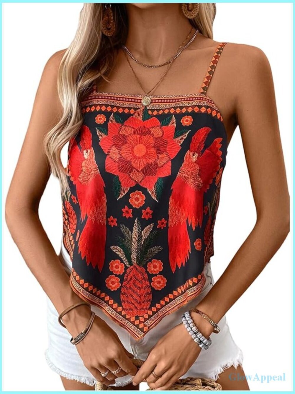 Floral Print Square Neck Camisole Top Boho Tank Top